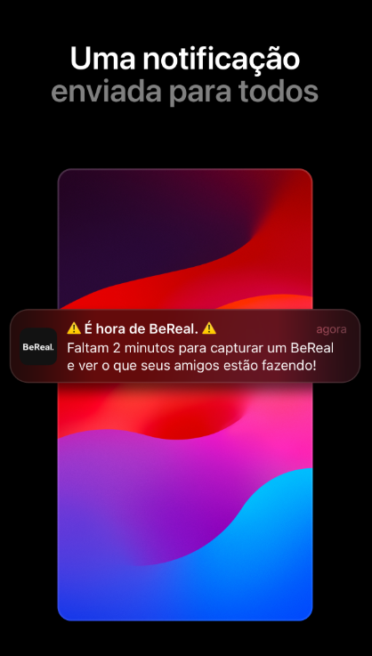 Nesta imagem podemos ver como são as chamadas dos desafios do BeReal.