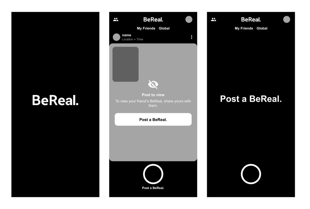 Ilustração da interface do BeReal.