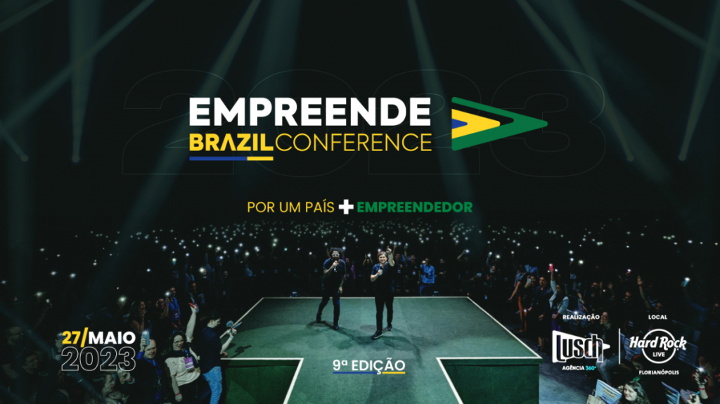 Nesta imagem podemos ver uma divulgação do Empreende Brazil 2023, um evento de marketing.