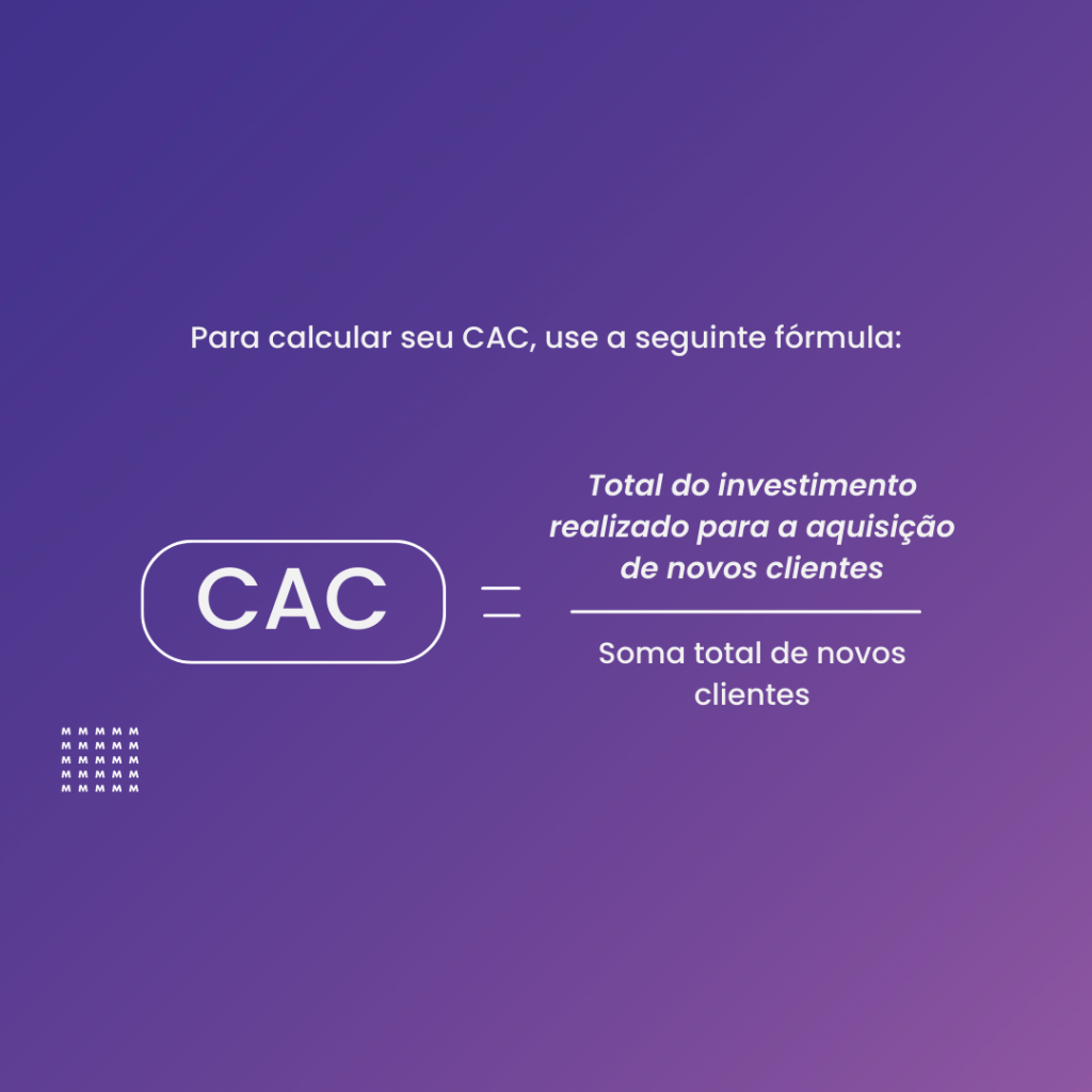 Fórmula para calculo do CAC.