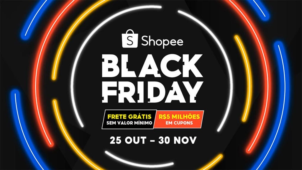 A Shopee é um exemplo de empresa que ofereceu frete grátis durante a Black Friday de 2022 e irá oferecer muitas promoções para o consumidor durante a Black Friday 2023.