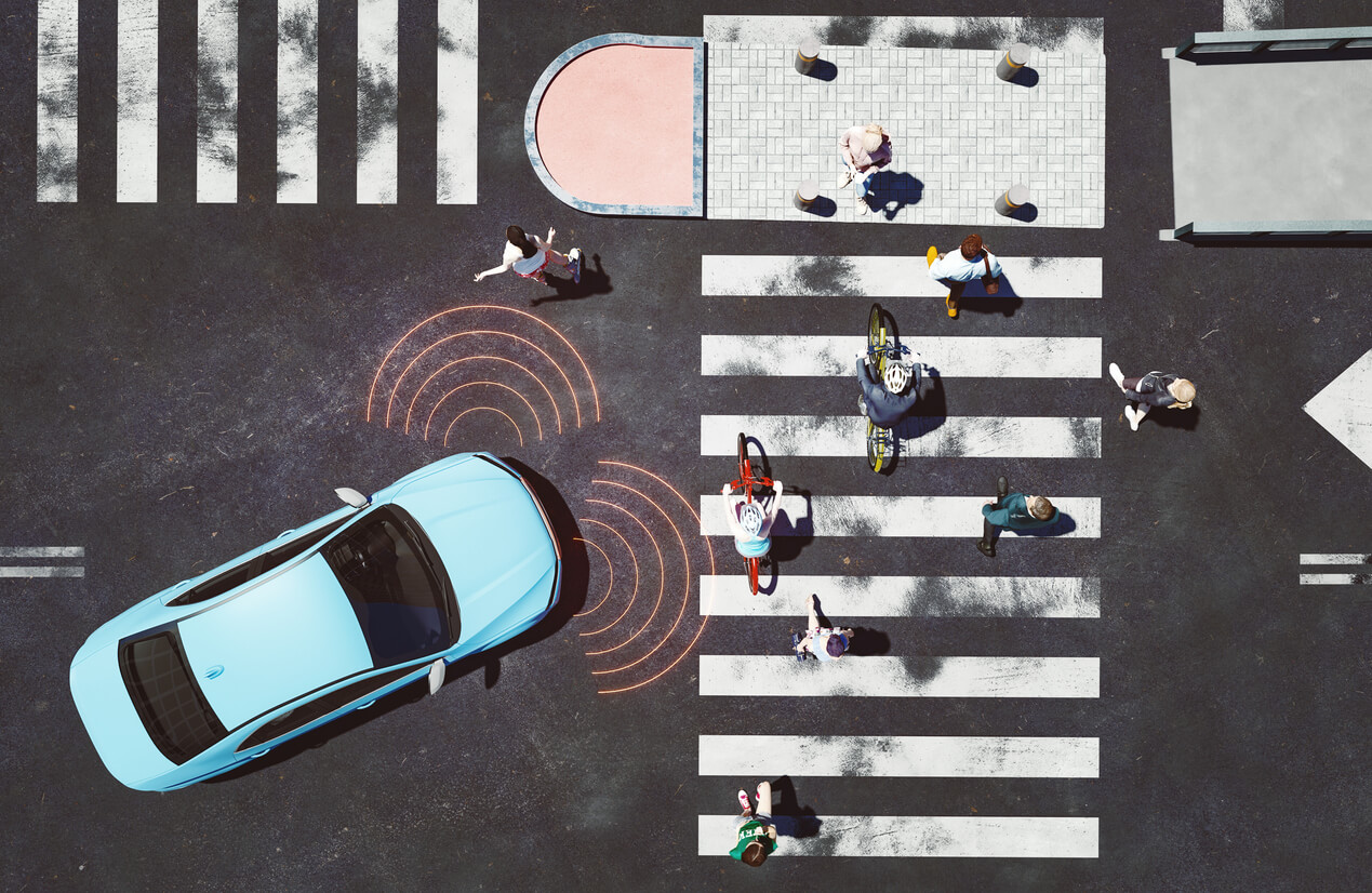 Carro com inteligência artificial andando de forma semi autonoma. Inteligência das coisas