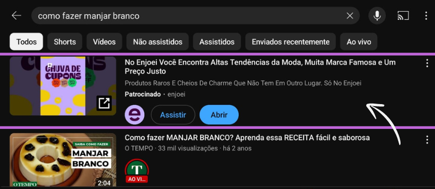 Exemplo de anúncio masthead do YouTube, demonstrando como anunciar no YouTube Ads.