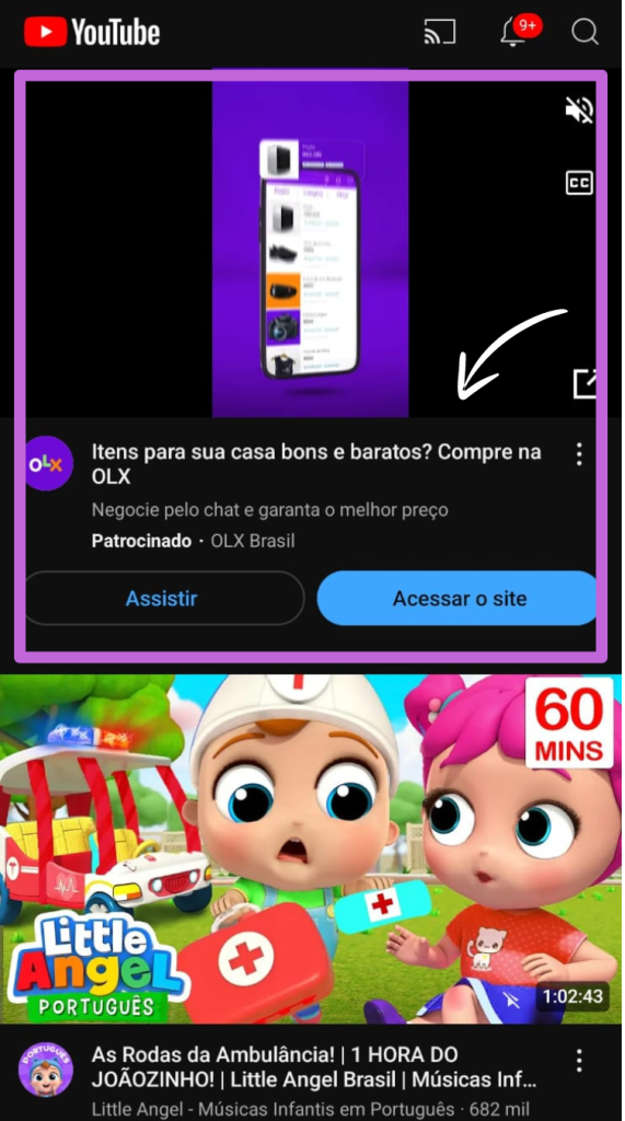 Exemplo de Anúncios In Feed no YouTube Ads.