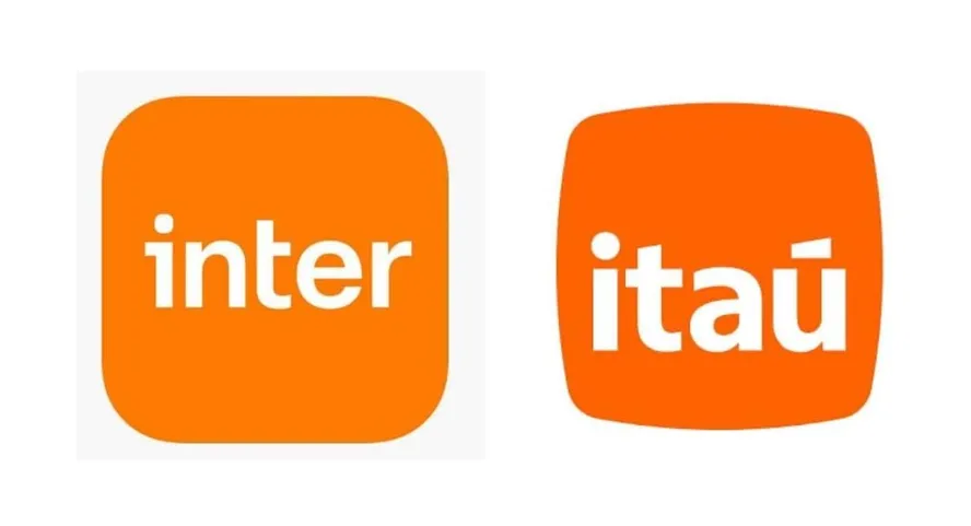 Comparação das logos do Itaú e do Inter.